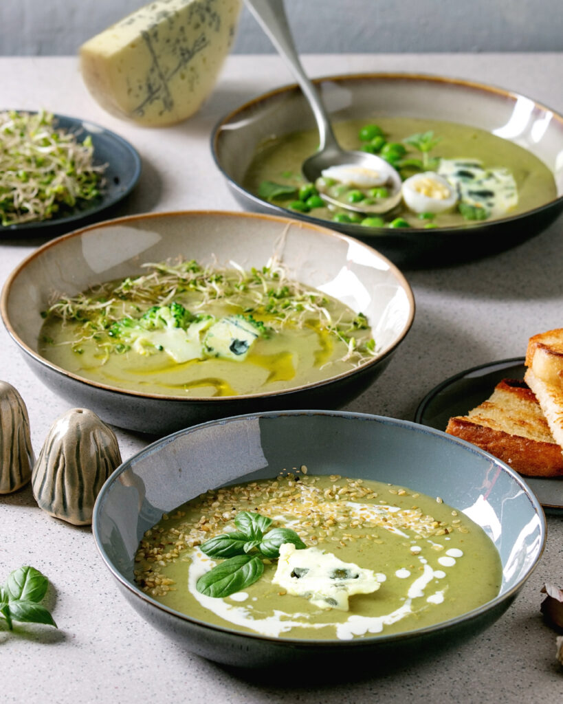 soupe verte au bleu